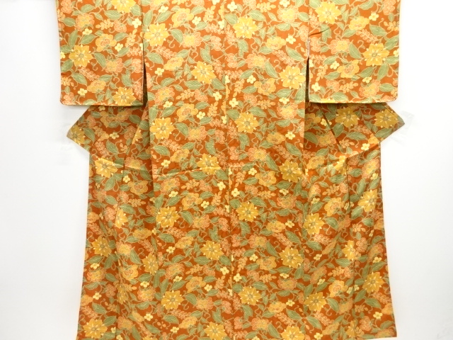 JAPANESE KIMONO / SILK / TAISHO ROMAN STYLE / MON KINSHA / FLORAL ARABESQUE